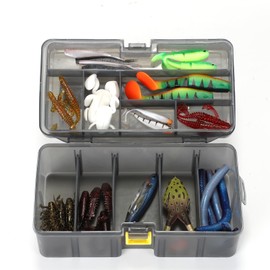 Spotlip Fishing Lures Baits Tackle,Only Soft Lures Kit,Including Frog Lures, Plastic Worms, Spider Lures,Topwater Lures, Tackle Box and More Fishing Gear Lures Kit Set, 30Pcs Fishing Lure Tackle