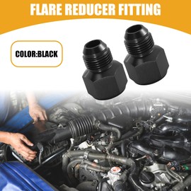 Partuto 2 Pcs AN10 to AN8 Universal Flare Reducer Fitting - Metal Black