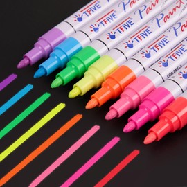 TFIVE Fluorescent Paint Markers, 8 Colors Neon UV Paint Pens for Blacklight