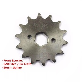 TDR 14T 520 Chain Front Engine Sprocket Cog 14 Teeth 20mm Inner Diameter Fits 110cc 125cc 200cc 250cc Dirt Bike Go Kart ATV Mini Buggy