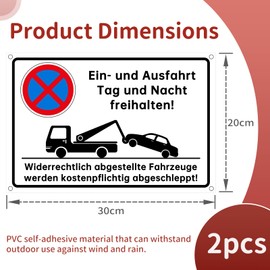 Privatparkplatz Sign Einahalt Freihalten Signs - Private Prohibited Signs, Parking Prohibited Sign, Ideal for Private Lands and No Parking Zones (Pack of 2, 30 x 20 cm)