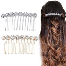 DOKRIN Steckkämme für die Haare,2 Stück Braut Strass Haarkamm Accessoires Blume Strass Haarkamm