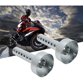 Riloer Motorcycle Exhaust Silencer, Universal Adjustable Removable Motorbike Can Exhaust Muffler Baffle Silencer for 35/48/60mm Tail Exhaust Pipe, Black/Silver