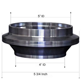 Exhaust Header Collector Reducer Adapter Assembly with V-Band in Stainless Steel (5" ID to 4" ID)