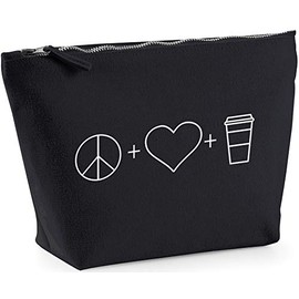Hippowarehouse Peace, Love and Coffee printed make up cosmetic wash bag 18x19x9cm