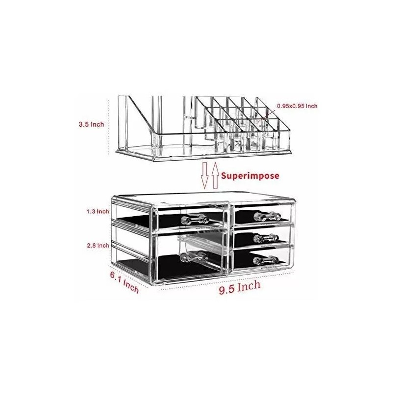 Cq Acrylic Organizador Para Maquillaje Con 13 Compartimentos 4 Cajones