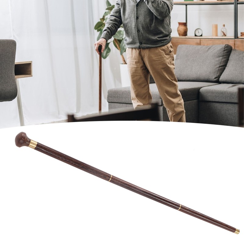 Elderly Wenge Walking Stick Elegant Ergonomic Detachable Round Grip Walking