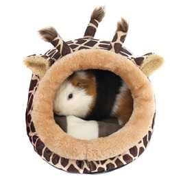 Winterworm Soft Plush Pet Cave Pet Bed with Removable Pad for Hamster Hedgehog Guinea Pig Baby Cat (Giraffe, S)
