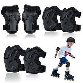 Schonerset Knieschoner Kinder, 6 in 1 Schoner Inliner Set mit Ellenbogenschoner und Handgelenkschoner für Jungen Mädchen 5-8 Jahre, Verstellbare Knieschützer für Skaten Skateboard Roller Radfahren