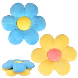 QKURT 2 Stück Blumen-Kissen,40cm blumenkissen,Blume Bodenkissen Sitzkissen,Niedliche Blume Kissen,blumenförmige Wurfkissen,Flauschig weiches Blütenblatt-Kissen für Zuhause Sofa Auto
