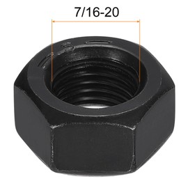 TA-VIGOR 10Pcs Hex Nuts, 7/16"-20 UNC Self Locking Nuts, Carbon Steel Grade 8.8 Oxide Hexagon Nutstones for Lock Washers, Bolts, Screws, Black