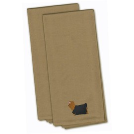 Caroline's Treasures BB3434TNTWE Yorkshire Terrier Yorkie Tan Embroidered Kitchen Towel (Set of 2), 28" x 19", Multicolor