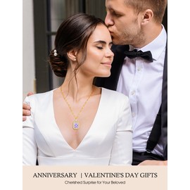 Alexandrite Necklace Gold Jewelry for Women, June Birthstone Necklace Alexandrite Jewelry Gifts for Women, Sterling Silver Square Birthstone Jewelry, Birthday Christmas Gifts for Mom Wife Grandma