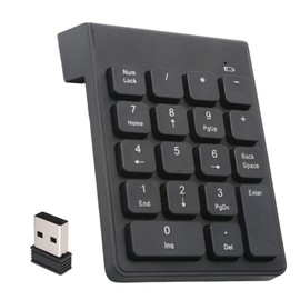 18 Keys Wireless Numeric Keypad 2.4G Portable Ergonomic Mini Numpad Office Calculating Number Pads with USB Receiver for Laptop Notebook Desktop Computer Plug and Play Compatible with Windows Mac OS