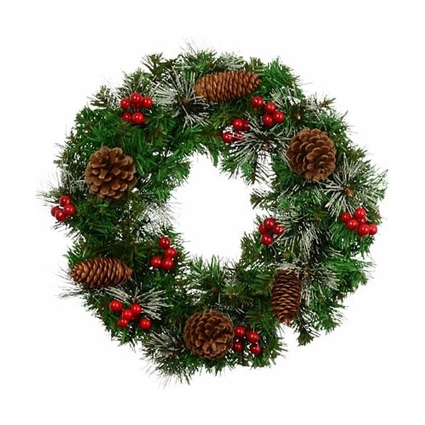 FSUK 45cm (18 Inch) Spruce Wreath with Cones and Berries