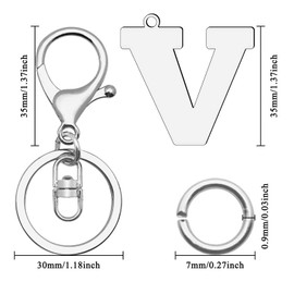 YaeYur Alphabet Initial Letter A-Z Keychain Initial Keychains Pendant with Key Ring Single Letter Keyring Letters Keychain for Women Purse Backpack(V)