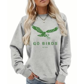 Teddy and Lily Women's Go Birds Long Sleeve Crew Neck Sweatshirt Eagles Football Philadelphia XL Grey