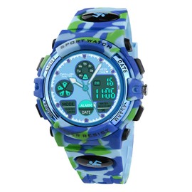Dayllon Watches for Kids,Boys Watches Ages 5-15,Analog Digital Watch for Kids-Camouflage Light Blue