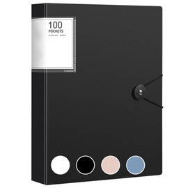 A4 Display Folders, 100 Pockets Display Book Document Clear Folders with Plastic Sleeves, Folders with Plastic Pockets, A4 Presentation Folders Project Folders, Black