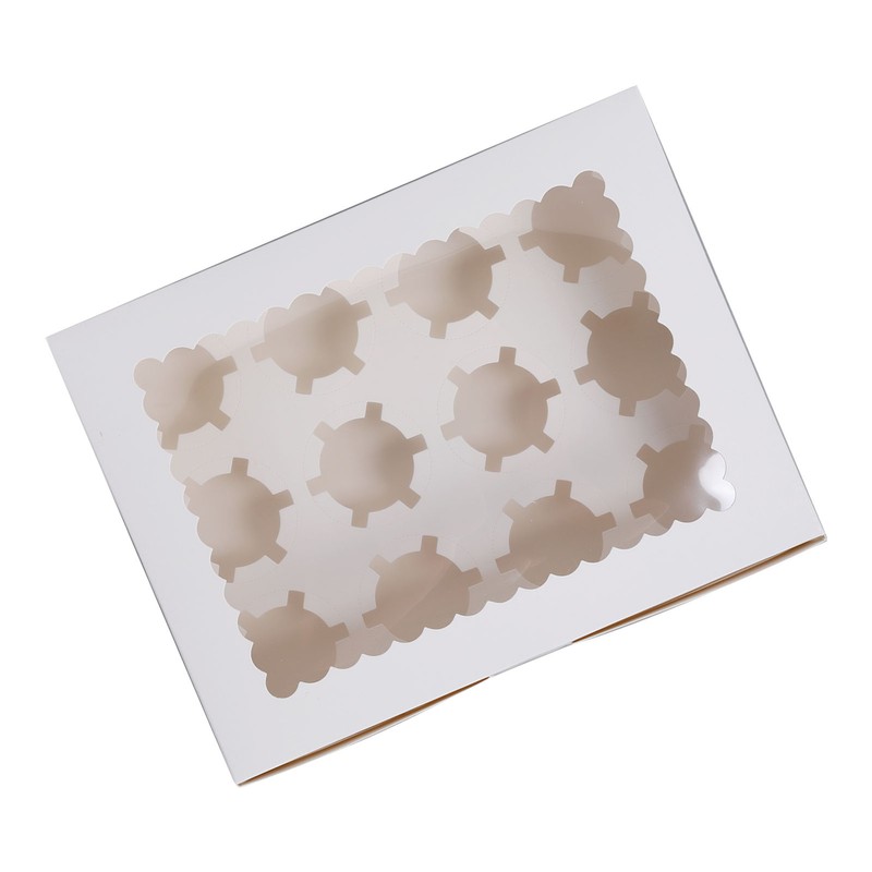 6PCS Set Cupcake Container 12 Holes Cardbord Bakery Pastry Carrier