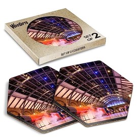 2 x Hexagon Coasters - GWR 5972 Steam Train Station Railway Cork Backed MDF Glossy Tea Coffee Accessory #51117