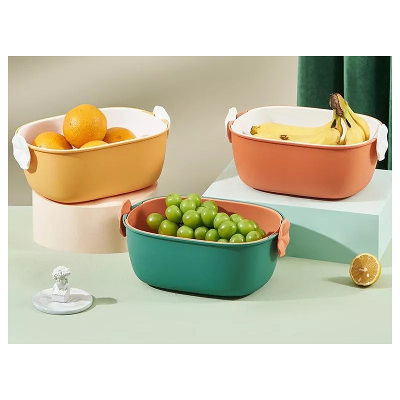 AJC Toys Cesta De Doble Drenaje Colador De Lavado Frutas
