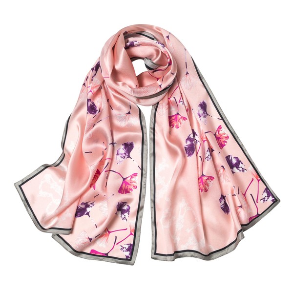 SHIROUYU 100% Mulberry Silk Scarf 70'' X 21'' Long Satin