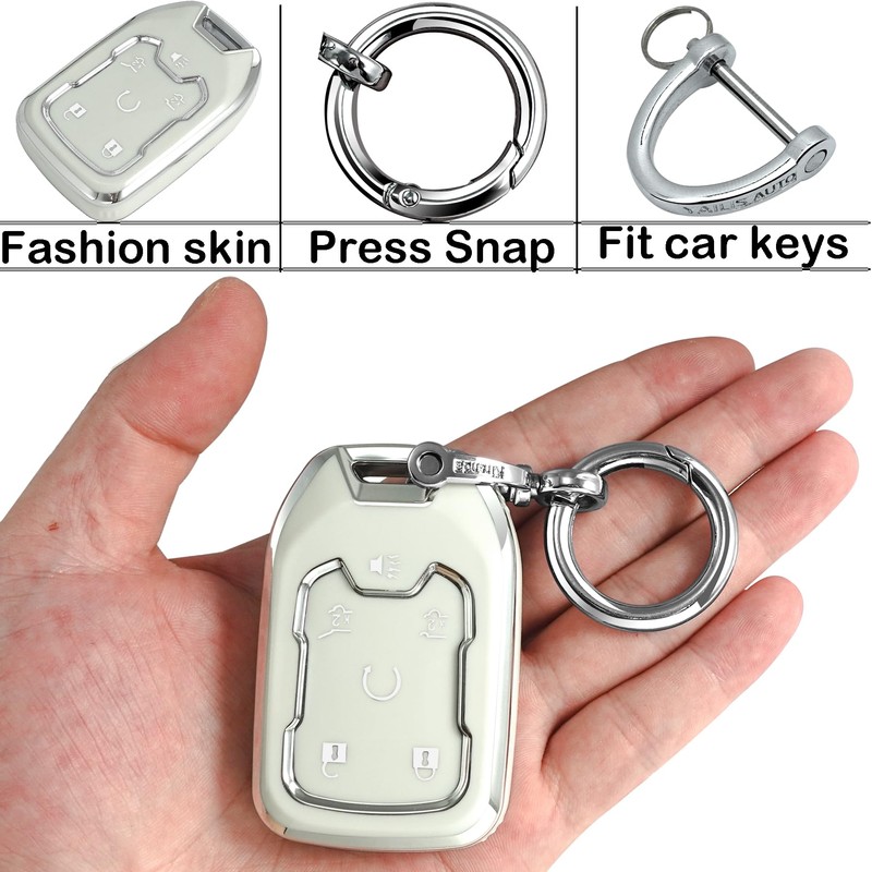 Yonmcfn for GMC Key fob Cover with Keychain/Keyring,Soft TPU 5/6