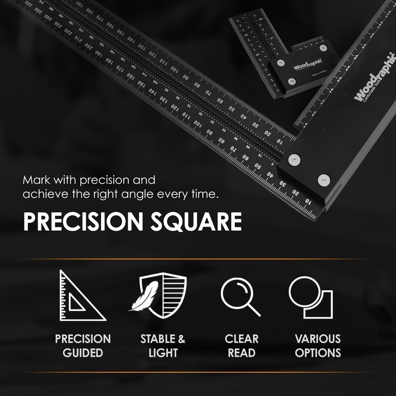 Woodraphic Upgraded Precision Square – 8 Inch 90° Layout Tool