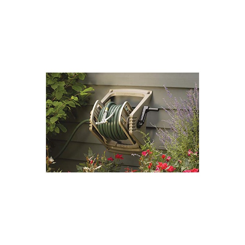 Suncast 100 ft. Portable Wall Mount Garden Hose Reel, Taupe