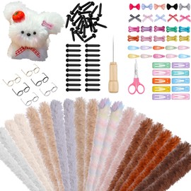 Youdaju 20 Pcs Pipe Cleaners Craft Supplies Pipe Cleaners Craft Kit for Beginner DIY Pipe Cleaners Set Jumbo Thick Fur Pipe Cleaners Craft Chenille Stems Animals Kit with Accessories DIY Art and Craft