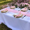 FuSenYuan Blush Pink Cheesecloth Table Runner 12Ft and 10 Napkins,