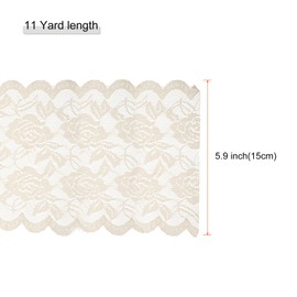 MECCANIXITY 6 Inch Wide 11 Yard Lace Ribbon Floral Pattern Beige Lace Trim Ribbon for Sewing Making, and DIY Crafts, Gift Wrapping, Bouquets, Wedding Decor