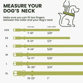 Rolled Leather Dog Collar Soft Round Collars, ID Tag for Small Medium Large Dogs (11-14 inch, Olive Green)