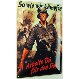 Tin Sign 20 x 30 cm Curved Soldier Infantry So Fighting We World War Decorative Gift Sign