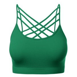 brasier deportivo para mujer con tirantes cruzados, bandeau sin aros, sin tirantes, verde, (102-kelly Green), G-EG