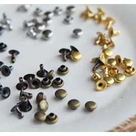 4mm / 0.16 inches Mini Brass Rivet Studs, Double Cap Rivet Tubular, Mini Metal Studs, in 4 Colors, for Doll Clothes Sewing Projects (20PCS) (Brozen)