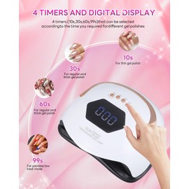 Nail Dryer Lamp 268 W UV LED Lamp for Gel Nails Professional Gel UV LED Nail Lamp with Sensor LCD Display UV Nail Lamp for Gel Nails, LED Lamp Nails with 4 Timers, LCD Display, Infrared Sensor