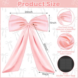 Ddeetodu Large Bow Decor Big Wall Bow Decorations Giant Bow for Room Coquette Giant Ribbon for Birthday Party Wedding Bridal Bachelorette Graduation Backdrop Wall Decors (Pink, 24 x 36 Inch)