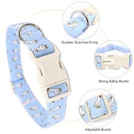 Summer Dog Collar, Blue Goose Puppy Collar Durable Soft Cotton Pet Colars with Quick Release Buckle, Adjustable Girl Boy Dog Collars for Female Small Medium Large Dogs, M