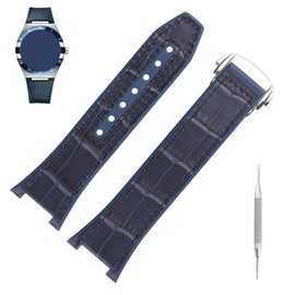 MMBAY Leather 20mm Watch Bands Compatible Fit for Omega Constellation Automatic Dial Leather Replacement Strap Wirstband for Men and Women Bracelet Watch accessories (Navy Blue)