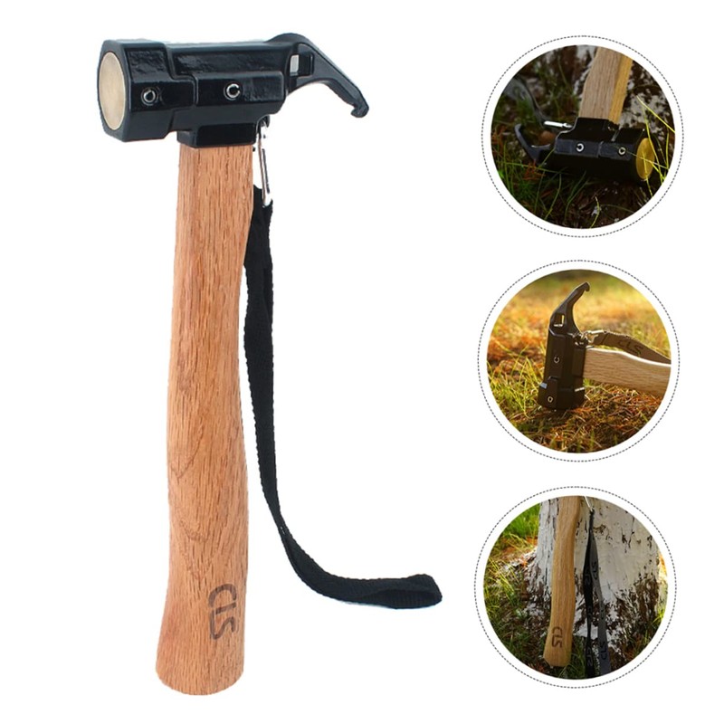 OSALADI Hexagonal Hammer Portable Outdoor Tool Axe Nail Puller for