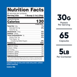 Nutricost Grass-Fed Whey Protein Isolate (Unflavored) 5LBS - rBGH Free, Non-GMO & Gluten Free