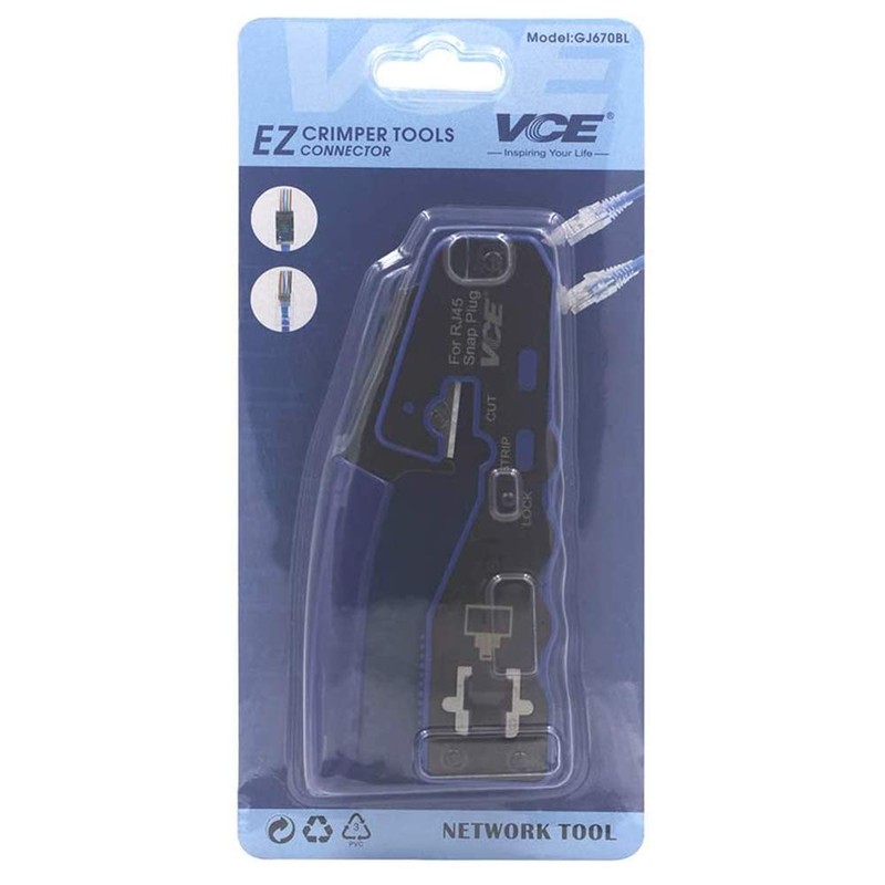 VCE GJ670BL Penetrating RJ45 Crimping Pliers, Crimping Pliers, For CAT6A,