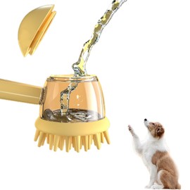 3 In One Pet Massaging Brush - Clean,Massage,Groom Comb - Silicone Comb Suppleness Brush ，Pet Friendly Wash Tools For Cats&Dogs (yellow)