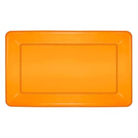 Party Essentials Heavy Duty Hard Plastic 12 x 18-Inch Rectangular Serving Tray, Single Unit, Neon Orange