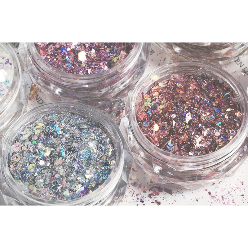 12 Color Set Aurora Mix Size Glitter Sequins Gel Nail
