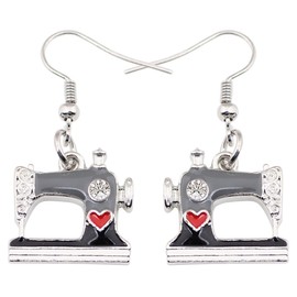 WEVENI Enamel Alloy Crystal Sewing Machine Earrings Dangle Drop Unique Jewelry Dainty Gift For Women Girls Ladies (Multicolor)