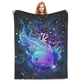 VODRM Axolotl Blanket Lovely Axolotls Gifts for Kids Adults Soft Warm Lightweight Cozy Cute Animal Dark Throw Blankets for Bed Living Room Sofa Couch Birthday Decor 40x50in