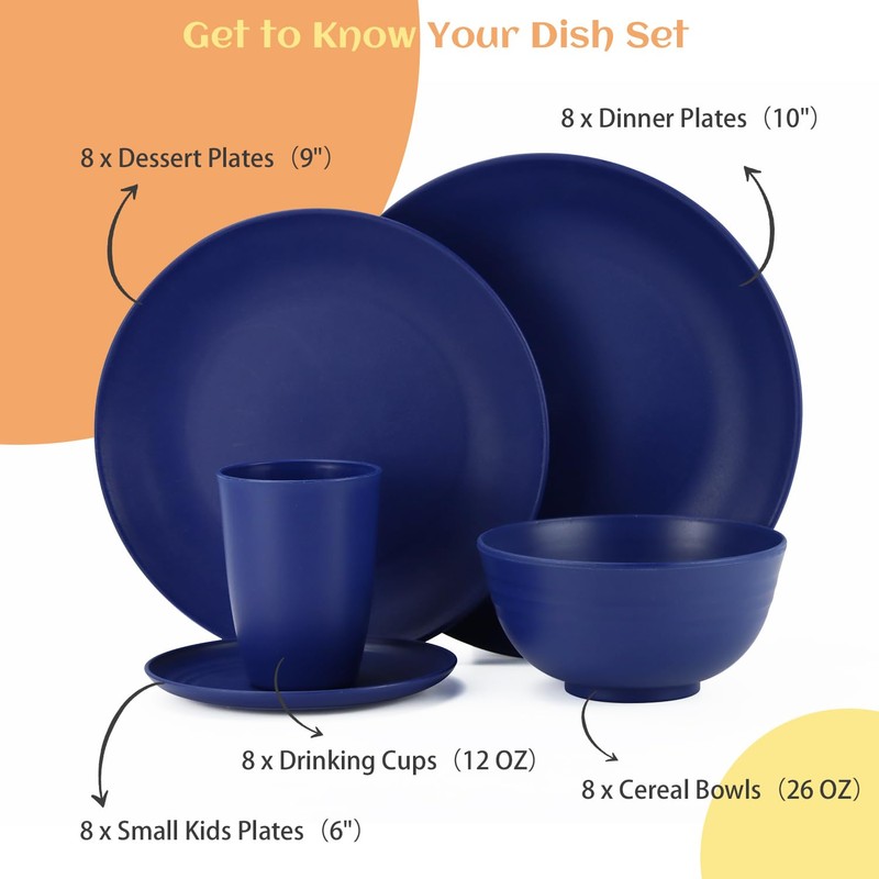 Homienly Wheat Straw Dinnerware Set,40-Piece Dish Set for 8, Dinner
